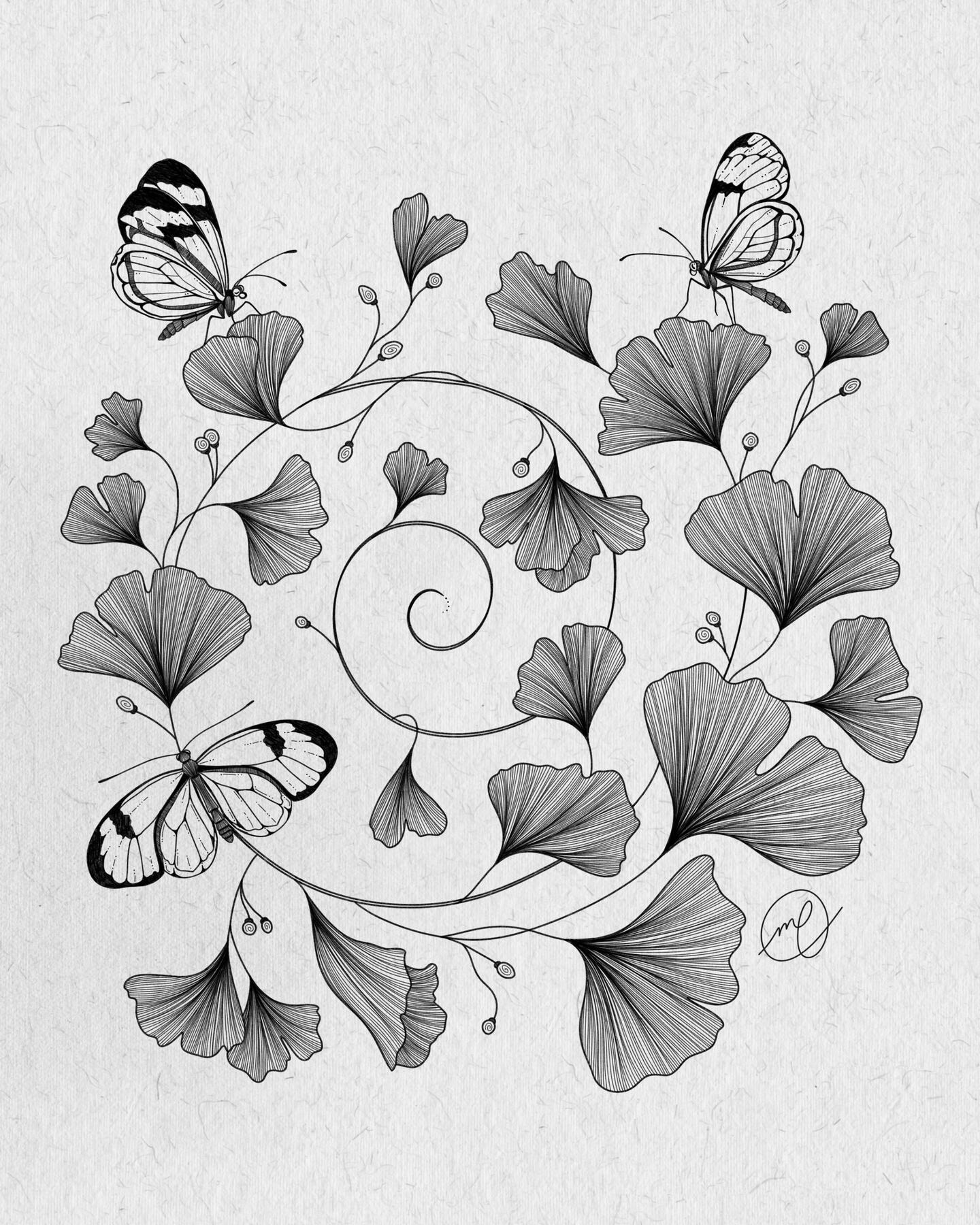 "Ginkgo Leaves", 2025 digital 8 x 10"